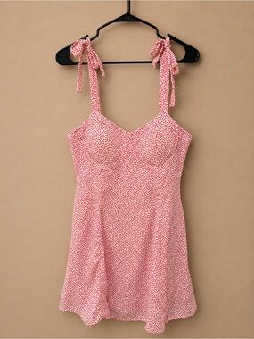 Lily Rose Pink and Red Polka Dot Tie-Shoulder Dress